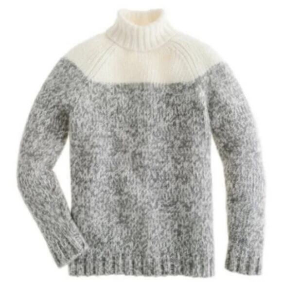 J. Crew Sweaters - J. Crew wool alpaca color block turtleneck sweater gray cream warm cozy XS